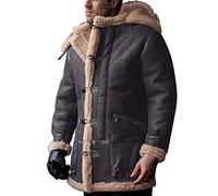 Todays Deals Cocila Winter Jackets Men Winter Button Coat Lapel Collar Long Sleeve Padded Leather Jacket Vintage Thicken Coat Sheepskin Jacket Mens Long Pea Coat Winter Long Jacke Sale Clearance 1P