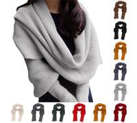 Today'S Deals Of The Day Clearance HUIFUAO Womens Scarf with Sleeve Scarves for Women Winter Warm Knitted Women's Scarves & Wraps Oversized Black Scarf for Women Sale Items for Women of Friday