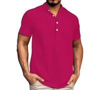 Today's Deals of The Day Oversized Men's T-Shirts UK with Button Casual Breathable Beach Tee Shirt Fashion V Neck Short Sleeve Wicking Blouses Mens Fashion Clothes Mens Big and Tall Tops