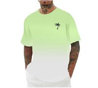Today's Deals of The Day Summer Clothes for Men Men's Casual Fashionable Loose and Trendy Solid Color Gradient Round Neck Short Sleeved T Shirt Fashion Men Mens Big and Tall Tops Mint Green