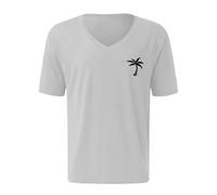 Today's Deals of The Day Summer Tops for Men UK Men's Summer Beach Coconut Print V Neck Short Sleeved T Shirt Smart Casual Dress T Shirts for Men UK Man Fashion Clothes Mens Big and Tall Tops Grey