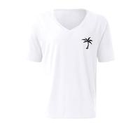 Today'S Deals of the Day Summer Tops for Men UK Men's Summer Beach Coconut Print V Neck Short Sleeved T Shirt Smart Casual Dress T Shirts For Men Uk Mens Fashion Clothes Sale of Clearance clothing