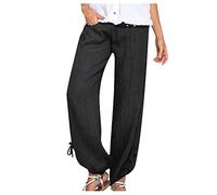 Today's Deals Women Crop Pants Petite Womens Slacks Counterparts Womens Corduroy Pants Harem Patchwork Pants Chic Capris Elastic Waist Women Ladies Palazzo Trousers Black