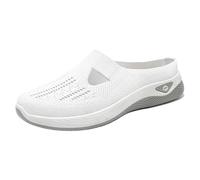 Todays Deals Womens Slip On Trainers Casual Non-Slip Low Top Solid Color Sneakers Soft Sole Running Shoes Breathable Mesh Orthopedic Extra Wide Trainers for Swollen feet Ladies White 5