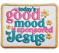 Today's Good Mood Sp*nsored Jesus Patch 3 Inches Christian Religious Inspirational Hook and Loop Embroidered Patches for Backpack Dog Harness Military Style Tactical Gifts for Mom Dad