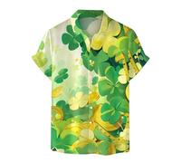 Todays Offers Special Deals Cocila St. Patrick's Day Men's Hawaiian Shirts Regular-Fit Short-Sleeve Print Shirt Summer Fashion 3D Printed Tops Round Neck T Shirt St. P Outlet Clearance Uk Overstock