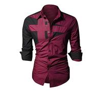 Todays Offers Special Deals Prime Deals Men's Long Sleeve Tops Patterned Button Down Collar Shirts for Men Mens Designer T Shirt Purple Checked Shirt Mens Amazon Warehouse Clearance UK