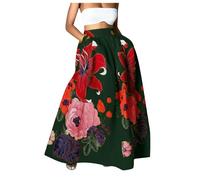 Todays Offers Special Deals Prime Deals Womens Skirts Summer Women Floral Print Skirt High Waist Party Beach Pocket Long Maxi Skirt Elastic Waist Skirts for Women Evening UK