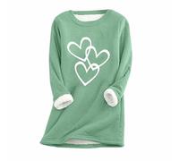 Todays offers Special Deals Winter Sweatshirt for Women Fleece Crewneck Sweatshirt Women Winter Fleece Lined Warm Shirts Sweatshirt Pullover Women (Green, XXL)