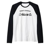 Today's Schedule Coffee Camping Beer Campfire Stories Raglan Baseball Tee