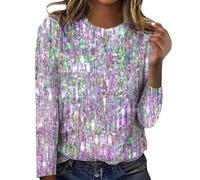 Todays Special Deals Prime Deals Glittery Crop Top, Long Sleeve Women's Christmas Shirt - Xmas Party Top, Western Clothing Under 5 - Clearance