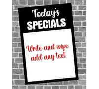Todays Specials Write & Wipe Advertising Sign Self Adhesive Gloss Sticker A1 841mm x 594mm V2