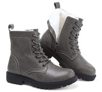 todaysunny Womens Combat Winter Boots Fur Lined Snow Boots Lace Up Side Zip | Low Heel Black Booties, Comfort Foot Support, Traction Rubber Outsole, Water Resistant Upper, Outdoor Cold Weather Wear
