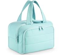 todbown Travel Toiletry Bag: Large Capacity, 4 Compartments, Wet/Dry Separation, Ultra-Soft Lightweight Fabric & Anti-Spill Design for Travel,Gym,Gift(11.8" L) (Sea Salt Blue)