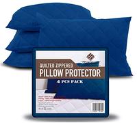 Todd Linens Zipped Pillow Protectors 4 Pack, Breathable 85 gsm Microfiber, Premium Pillow Protectors Navy Blues 50x75 cm