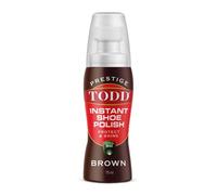 TODD PRESTIGE LIQUID SHOE POLISH BROWN with Carnauba Wax | Instant Shine and Protect for Shoes, Boots, Bags | 75ml Bottle with Sponge
