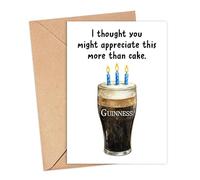 ToddDesign I Thought You Might Like This More Than Cake Card - Guinness Birthday Card - Happy Birthday - Guinness Gift Bday - Scottish Food - Funny Beer Bday