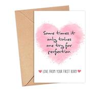 ToddDesign Sometimes It Only Takes One Try For Perfection Card - Cheerin Funny Christmas Card For Mom And Dad - Birthday For Dad From Daughter Or Son - Happy Birthday Papa Gifts