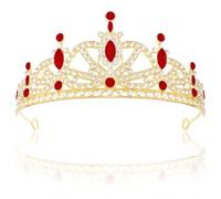 TODDER Queen of Hearts Crown, Red and Gold Princess Crown for Women and Girls, Quinceanera Tiara for Halloween Birthday Prom Party and Wedding