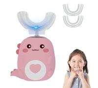 Toddla U-Shaped 360º Ultrasonic Toothbrush, Dinobrush 360 Kids Ultrasonic Toothbrush with Silicone Bristles, Rechargeable Waterproof Electric Toothbrush for Kids (Pink(2-6 Age))