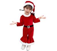 Toddlder Kids Elf Costume for Little Girls Christmas Outfits Green Long Sleeve Tops Pants with Santa Hat 3PC Elf Outfit Cute Christmas Party Sets Girls Xmas Outfits for 1-12 (Red-b, 11-12 Years)