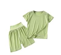 Toddler a ama Set 2PCS Boys Girls eepwear Short Sleeve Top Shorts Outfit Soft Summer J Kids oun ewear ghtwear (Green, 130)