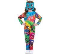 Smiffys Kids Monster Party Costume, Colourful All-Over Print Jumpsuit with Matching Monster Mask, Children’s Fancy Dress Outfit for Halloween, Birthdays and Parties, age 1-2
