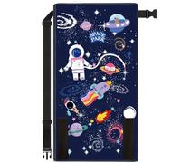 Toddler Airplane Bed Cartoon Space Pattern Oxford Cloth Airplane Seat Extender Portable Foot Rest for Kids Flight Travel Essentials (Blue)