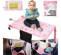 Toddler Airplane Bed with Tablet Holder Tray Table Cover- Adjustable Seat Extender for Kids Plane Flight Foot Rest, Cot Travel Hammock for Flights and Car Baby Travel Essentials for Flying