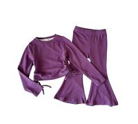 Toddler Autumn Long Sleeve Top and Sweatpants Comfortable Two-Piece Set (Purple, 4-5 Years)