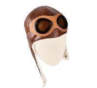 Toddler Aviator Hat PU Leather Pilot Cap with Earflaps 19.7-20.5 in Head Circumference Winter Warm Baby Boys Girls Photography Costume Beanie (UK, Age, One Size, Standard, Brown)