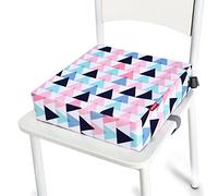 Toddler Baby Booster Seat, Chickwin Kid Infant Dining Chair Pads Washable Chair Increasing Cushion Child Dismountable Portable Travel Cushion with 2 Adjustable Straps (Geometry,32x32x8cm)