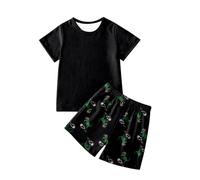 Toddler Baby Boy Clothes Outfits Short Summer Sleeve Letters Printed Shirt Shorts Sets 2PC Little Boy Clothing (Black, 9-10 Years)