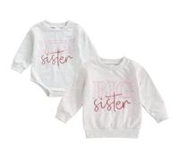 Toddler Baby Boy Girl Brother Sister Matching Outfit Long Sleeve Big Bro/Big Sis Sweatshirt Pullover Lil Bro/Lil Sis Romper Bodysuit Girls Sister Matching Boys Brother (Pink Lil Sis, 3-6 Months)