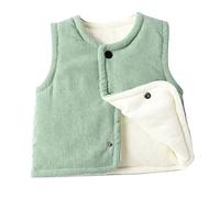 Toddler Baby Boy Girls Corduroy Jacket Cotton Warm Vest Sleeveless Button Down Winter Coats for Kids Padded Waistcoat Outwear Solid Color Fall Jacket Preppy Clothes (Green, 5-6 Years)