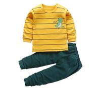 Toddler Baby Boy Outfits Long Sleeve Sweatshirt Pant Set Two piece Fall Winter Home Clothes Casual Sets for Kids o-Neck Long Sleeve Tshirt and Trousers 2pc (Yellow, 2-3 Years)