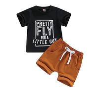 Toddler Baby Boy Summer Clothes Infant Boys Short Sets Letter Print T-shirt Short Sleeve Outfits Crew Neck Tops Shorts with Pocket Black 3-4 Years