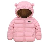 Toddler Baby Boys Bear Ear Hood Puffer Down Jacket Cute Cartoon Pattern Long Sleeve Outwear Winter Warm Clothes Winter Baby Print Boys Coat&Jacket with Pockets 6 Months-5 Years
