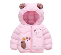 Toddler Baby Boys Bear Ear Hood Puffer Down Jacket Cute Cartoon Pattern Long Sleeve Outwear Winter Warm Clothes Winter Baby Print Boys Coat&Jacket with Pockets 6 Months-5 Years
