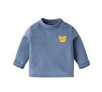 Toddler Baby Boys Girls Basic Long Sleeve Thermal Top Lightweight Mock Neck Shirts Top Fall Undershirt Cute Frog Animals Print Warm Clothes Outfits (Blue, 3-4 Years)