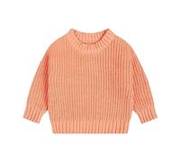 Toddler Baby Boys Girls Basic Solid Color Long Sleeve Cable Knit Pullover Sweater Casual Crewneck Drop Shoulder Jacket Tops for Infant Baby Girls Lightweight Comfy Outfits (Orange, 5-6 Years)