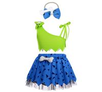 Toddler Baby Boys Girls Caveman Prehistoric Cave Stone Age Halloween Carnival Fancy Dress Up Birthday Party Shorts/Dress Photo Shoot Outfits Blue 6-12 Months