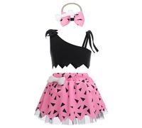 Toddler Baby Boys Girls Caveman Prehistoric Cave Stone Age Halloween Carnival Fancy Dress Up Birthday Party Shorts/Dress Photo Shoot Outfits Pink 6-12 Months