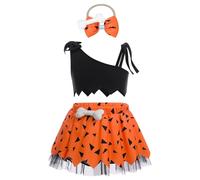 Toddler Baby Boys Girls Caveman Prehistoric Cave Stone Age Halloween Carnival Fancy Dress Up Birthday Party Shorts/Dress Photo Shoot Outfits A-Orange 6-12 Months