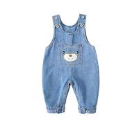 Toddler Baby Boys Girls Classic Distressed Suspender Denim Pants ungarees Loose Overalls Casual ne Piece Jumpsuit Soft Pants Jumpsuit Playsuit with Cute Front Pocket (Blue, 18-24 Months)