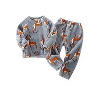 Toddler Baby Boys Girls Fleece Pyjamas Winter Warm Fall Outfits Set Long Sleeve Solid Fluffy Pullover Top and Pants 2pc for Boys Kids Fuzzy Lounge ear Flannel Pajamas Winter (Grey, 4-5 Years)