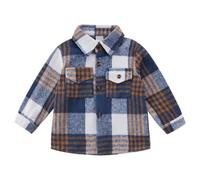 Toddler Baby Boys Girls Jacket Coat Long Sleeve Plaid Thicked Flannel Button-down Shirts Little Kids Fall Winter Dress Clothes 1-5 Years