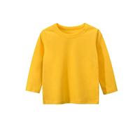 Toddler Baby Boys Girls Long Sleeve Crewneck Basic Layering T-Shirts Soft Cotton Shirts Plain Toddler Boy Fall Clothes Casual Underwear Tops (Yellow, 3-4 Years)