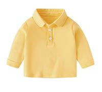 Toddler Baby Boys Girls Polo Pullover Sweatshirt Solid Long Sleeve T Shirt Blouse Tops Outfits Kids Winter Clothes Infant Soft Cotton Clothes Fall Warm Tops (Yellow, 2-3 Years)