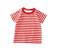 Toddler Baby Boys Girls Striped Color Block Short Sleeve T Shirts Kids Casual Crewneck Shirt Girls Cute Crop Tops Baby Boy Summer Clothes (Red, 4-5 Years)